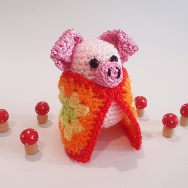 Pig in a Crochet Blanket