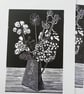 Perfectly Imperfect Linocut Print Hydrangea and Honesty Seedheads