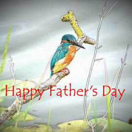 Happy Father's Day Card Kingfisher Fishing 