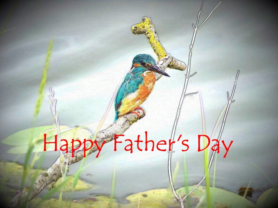 Happy Father's Day Card Kingfisher Fishing 