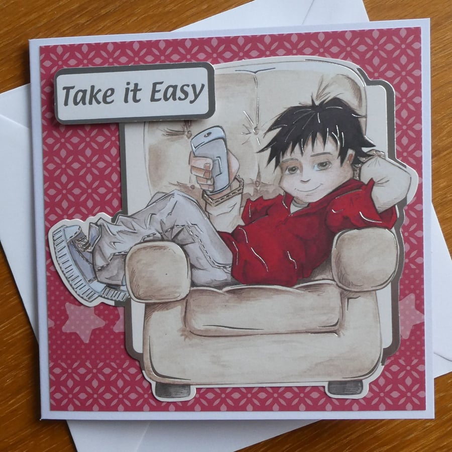 Birthday Card - Boy with Remote Control - Take It Easy