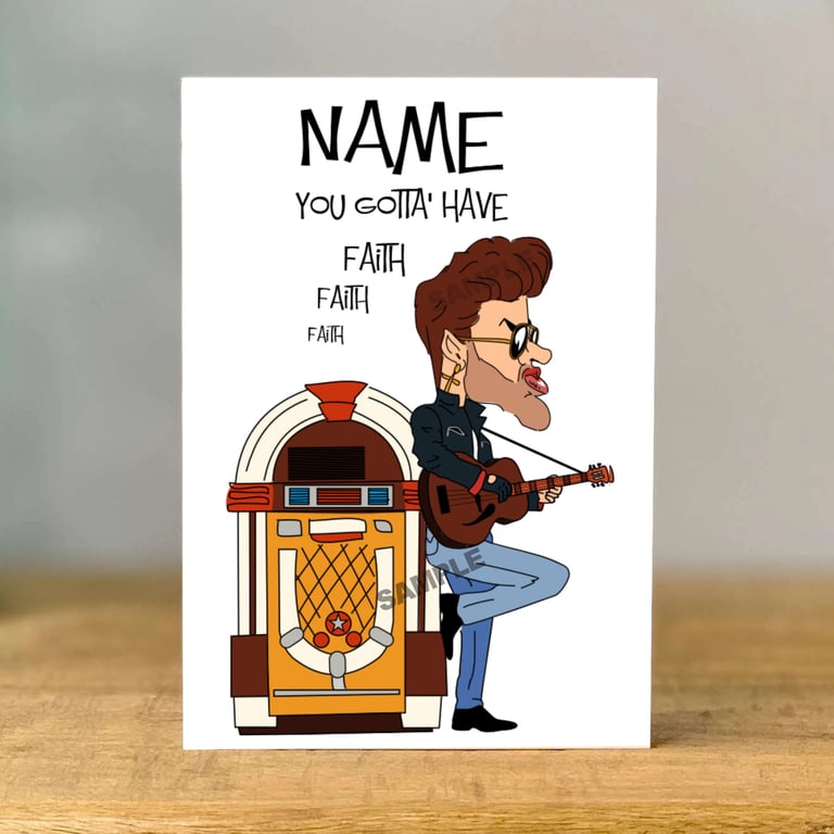 Personalised George Michael Birthday Card, mum, daughter, sister