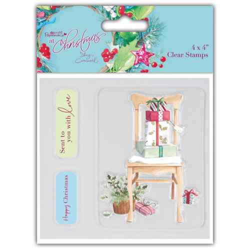 Papermania 'At Christmas by Lucy Cromwell - Christmas Chair' 4" x 4" Stamps Set
