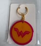 Superhero Inspired Keyring 5cm Acrylic Resin Keychain Pink and Gold
