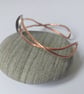 Hammered Copper Cuff Bangle with Tigers Eye Gemstone and Silver - Image 8