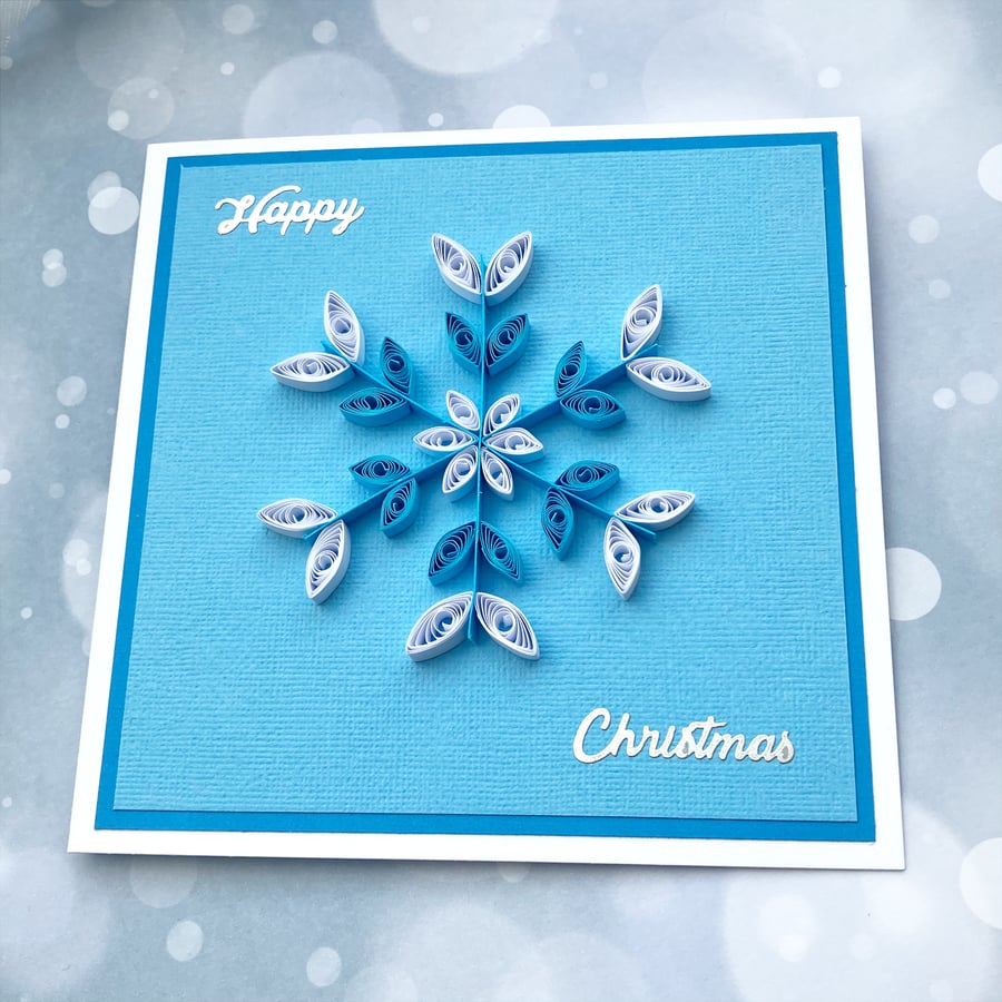 Christmas card - quilled snowflake with boxed option