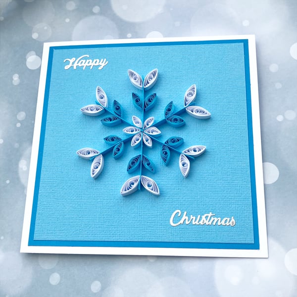 Christmas card - quilled snowflake with boxed option