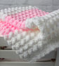 Crochet baby blanket, pink and white blanket, gift for Christening, baby shower - Image 8