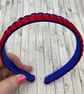 Cobalt Blue and Red Pleated Hairband - Image 3