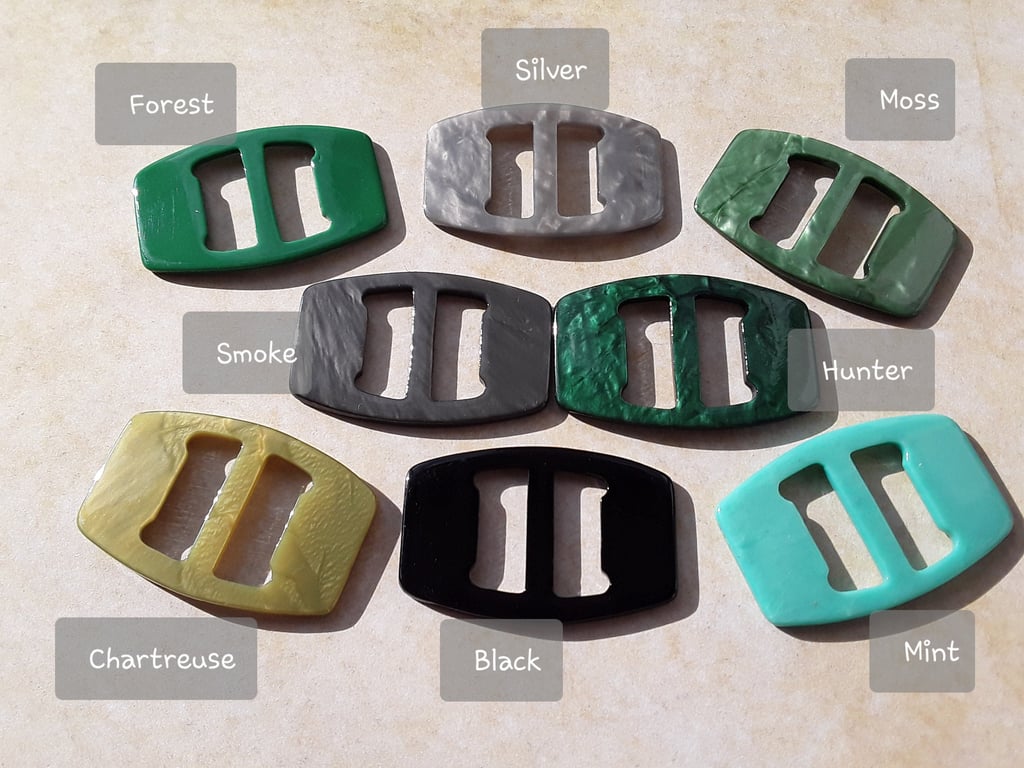 VINTAGE 1930's Casein Slides in 8 colours Buckles