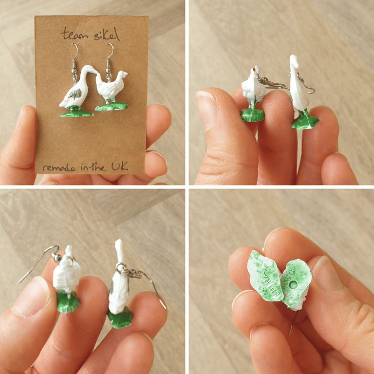 Chicken & Duck Earrings - Upcycled Vintage Toys