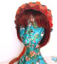 Long Tail Pixie Hat in Shades of Orange and Blue, Quirky Winter Hats - Image 2
