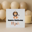 Whimsical Birthday Lion Greeting Card