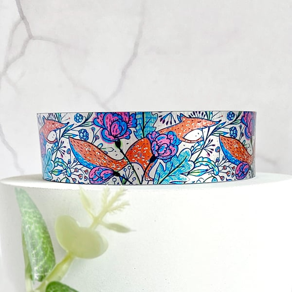 Fox cuff bracelet, personalised wildlife jewellery with foxes. (151)