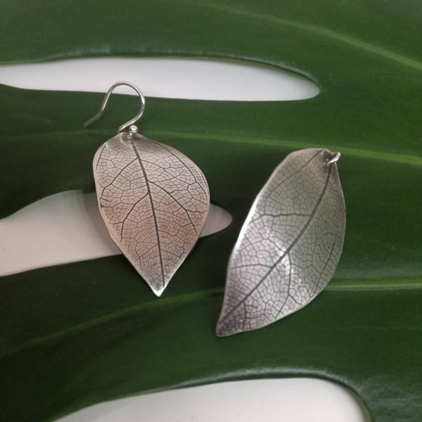 Lifelike Sterling silver Leaf earrings