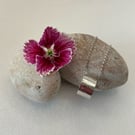 Textured Silver Tube Pendant, Textured Wide Ring Necklace, Wide Tube Pendant