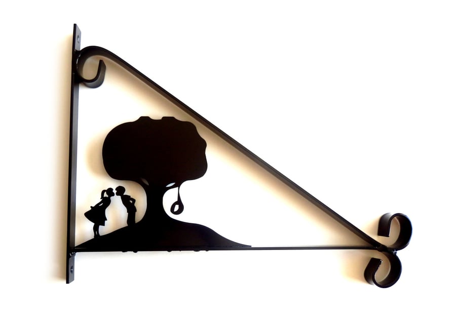 Young Love by Swinging Tyre Tree Silhouette Scroll Style Hanging Basket Bracket