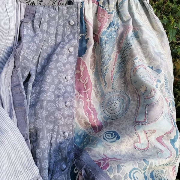 Kokopelli smock shirt dress with silk painted panel