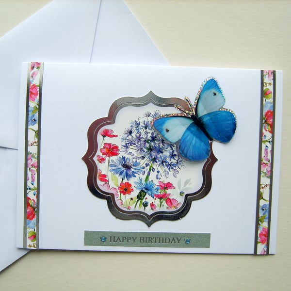 Floral Butterfly Birthday Card