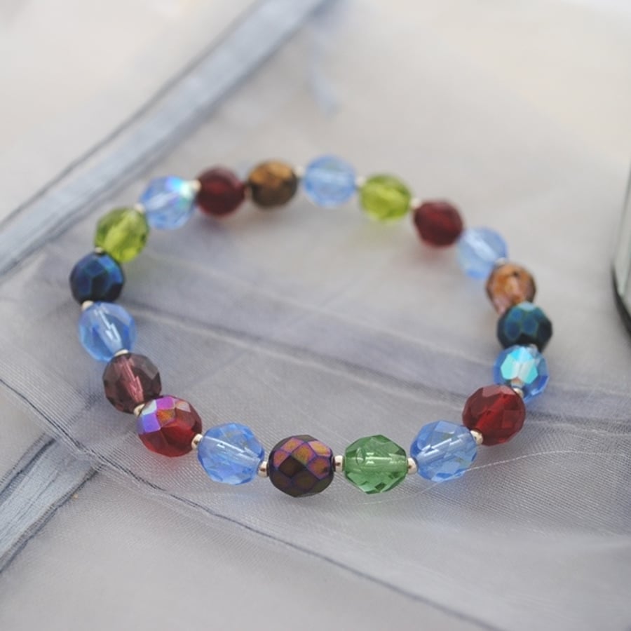 Gem crystal bead stretch bracelet