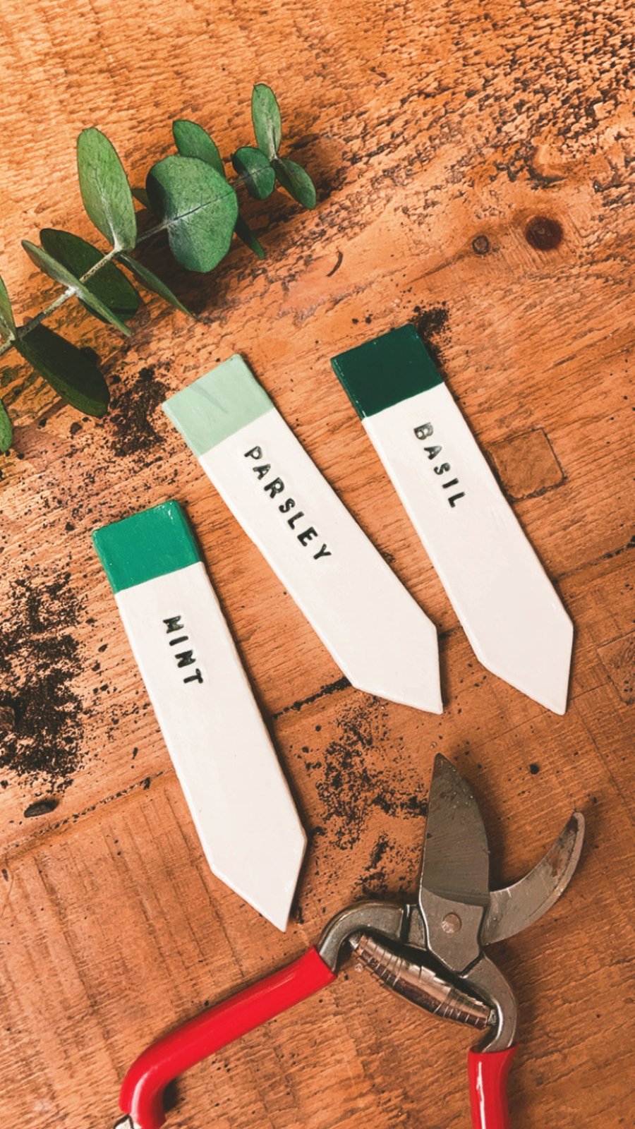 Set of Three Herb Markers - Herb Tags - Herb Labels - Clay Markers