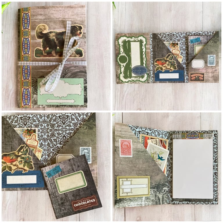 Vintage Style Mini Journal Folio with Mini Notebook and Planner or List