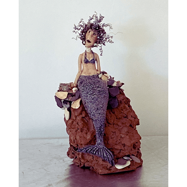Handmade ceramic mermaid "In my world of water" shell