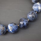 Sodalite and silver statement necklace