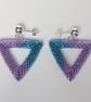 Tanzanite and Teal Triangle Beaded Earrings - Image 5