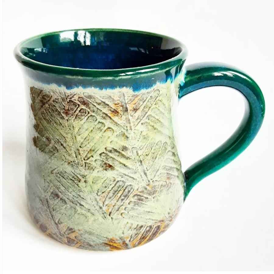 Mug - Hand Thrown Stoneware Ceramic Green Glazed Mug 