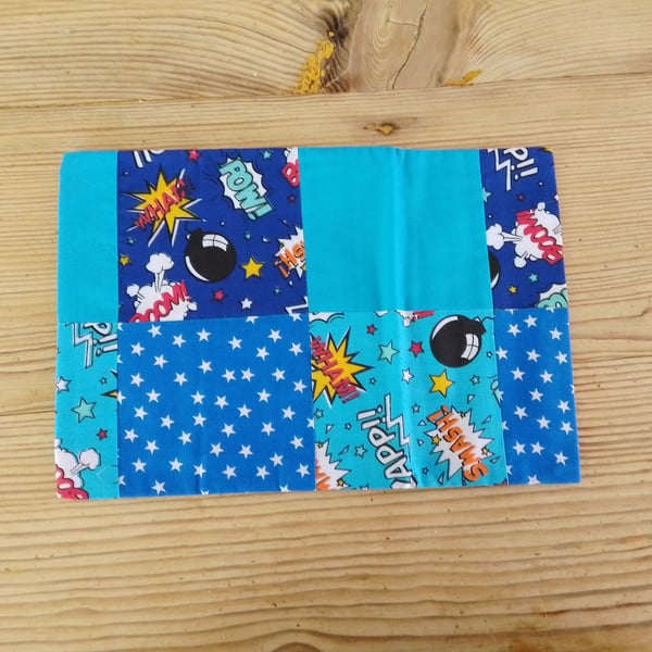Cushion cover made in a blue cartoon theme with envelope closure.