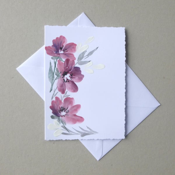 hand painted floral blank greetings card ( ref ... - Folksy