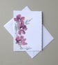 hand painted floral blank greetings card ( ref FA30 A5 )