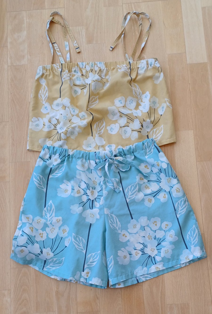 Pyjamas playsuit shorts cami top nightware blue yellow pyjama set