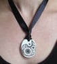 Paisley Star Pattern Ceramic Pendant on Adjustable Black Ribbon with Poppers - Image 3