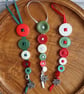 Trio of Festive Button Dangle Christmas Tree Decorations - Image 2