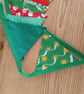 Handmade Christmas mini bunting in a green red colourway - Image 2