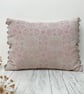 Hand Printed Organic Cotton Oblong Cushion - RUNA - Soft Pink - Image 1