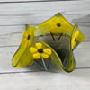 Fused glass candle crib in grey and yellow