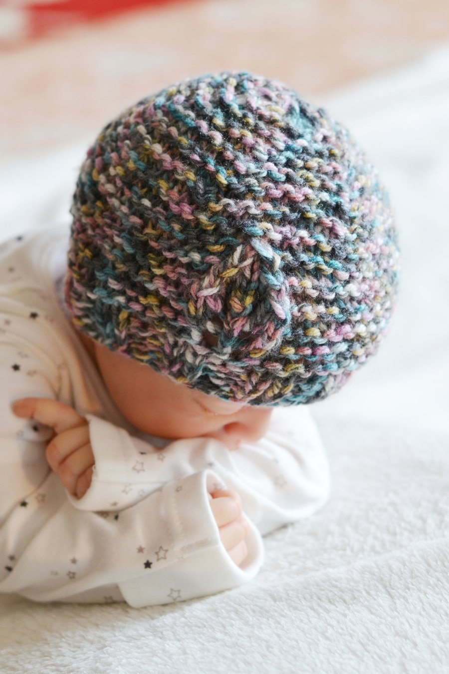 Newborn Girls Chunky Knit Leaf Beanie Hat, Girls Hat