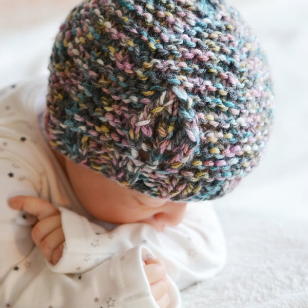 Newborn Girls Chunky Knit Leaf Beanie Hat, Girls Hat