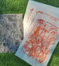 'Spring Tulips', Lino Print in Orange on Natural Lokta Paper - Image 5