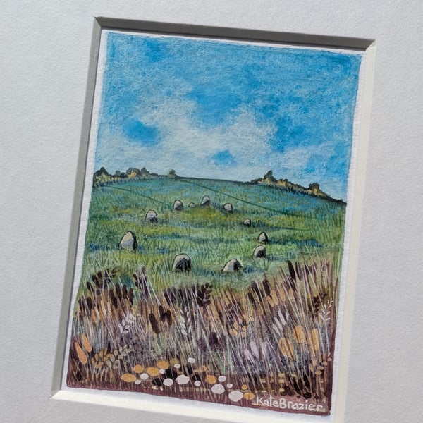 The Stone Circle - Original miniature. A5 Mounted