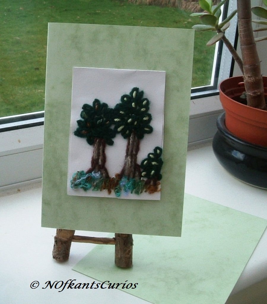 Forest View Embroidered Greeting Card, Left Blank for your own message.