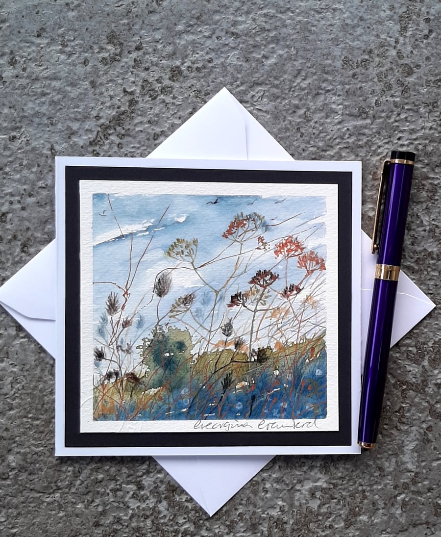 Seedheads. Handpainted Blank Card. Letterbox Gift. Keepsake