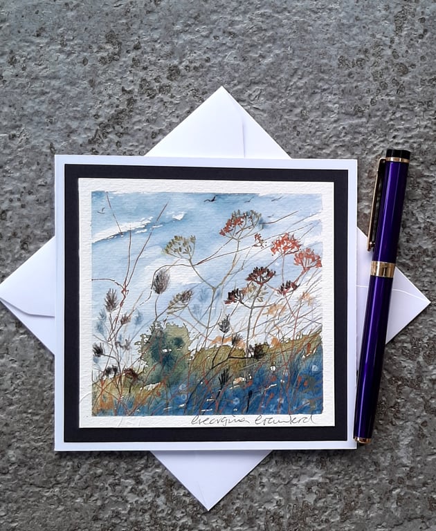 Seedheads. Handpainted Blank Card. Letterbox Gift. Keepsake