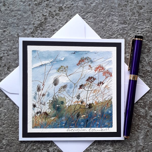Seedheads. Handpainted Blank Card. Letterbox Gift. Keepsake