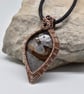 Wire Woven Rock Chalcedony and Copper Unisex Pendant - Image 8