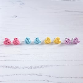 Knitted Heart stud earrings - choose your colour