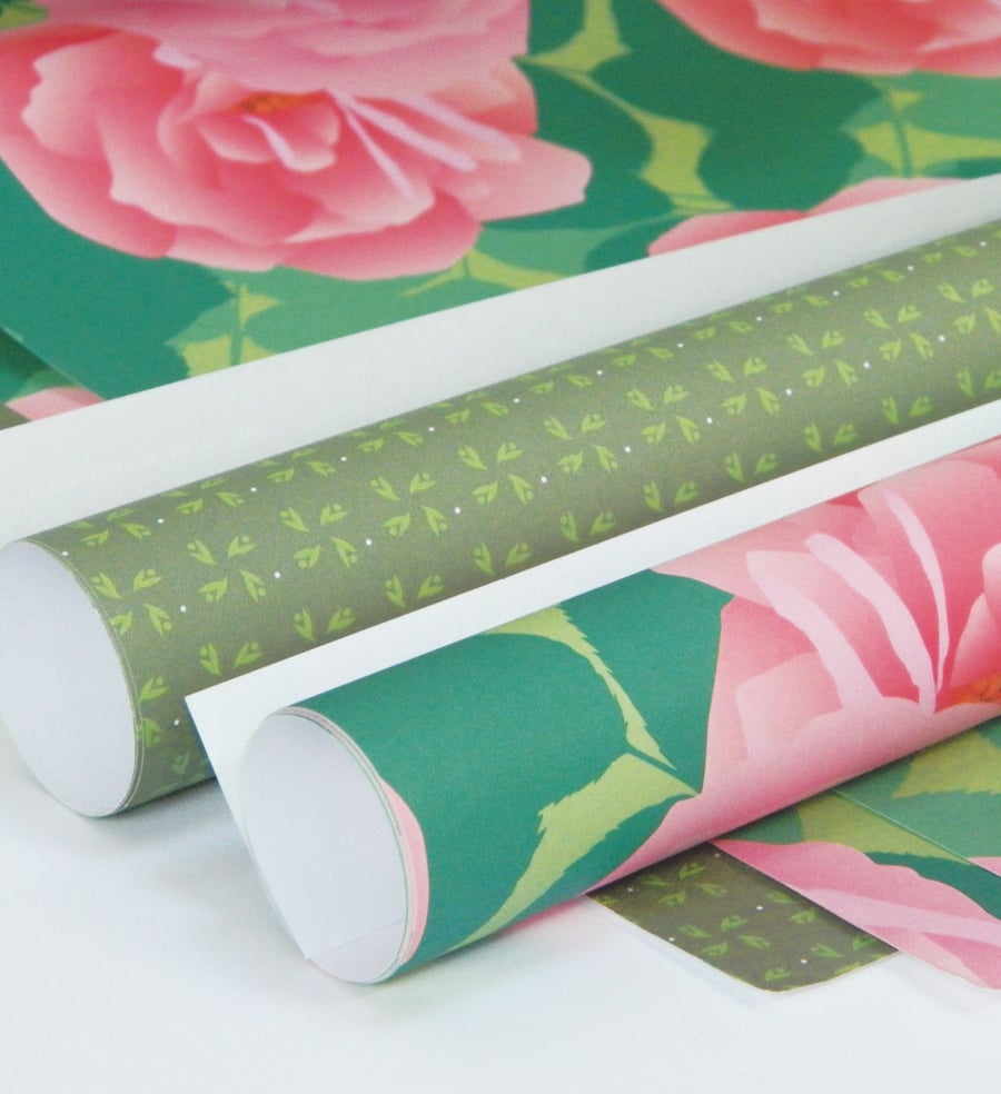 Rose and Pinwheels Gift Wrapping Paper Multipack